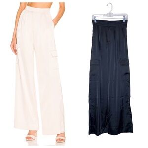 NEW NONchalant Label Perri Satin Wide Leg Cargo Pant (Sz S) High Rise Black
